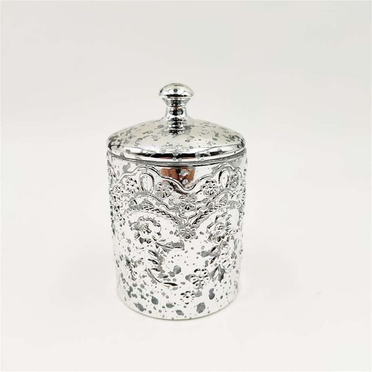 Mercury glass candy jar silver color